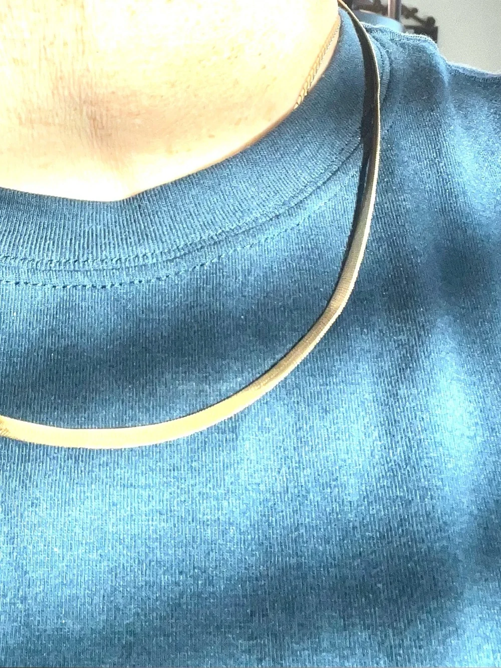 Gold Colored 23” Herringbone Chain Necklace, Lobster Clasp